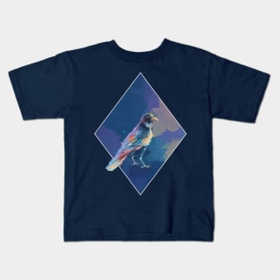 Iridescent Crow - Bird Illustration Kids T-Shirt